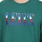 Men's Solid Green Crew Neck Sweatshirt - Deatil View