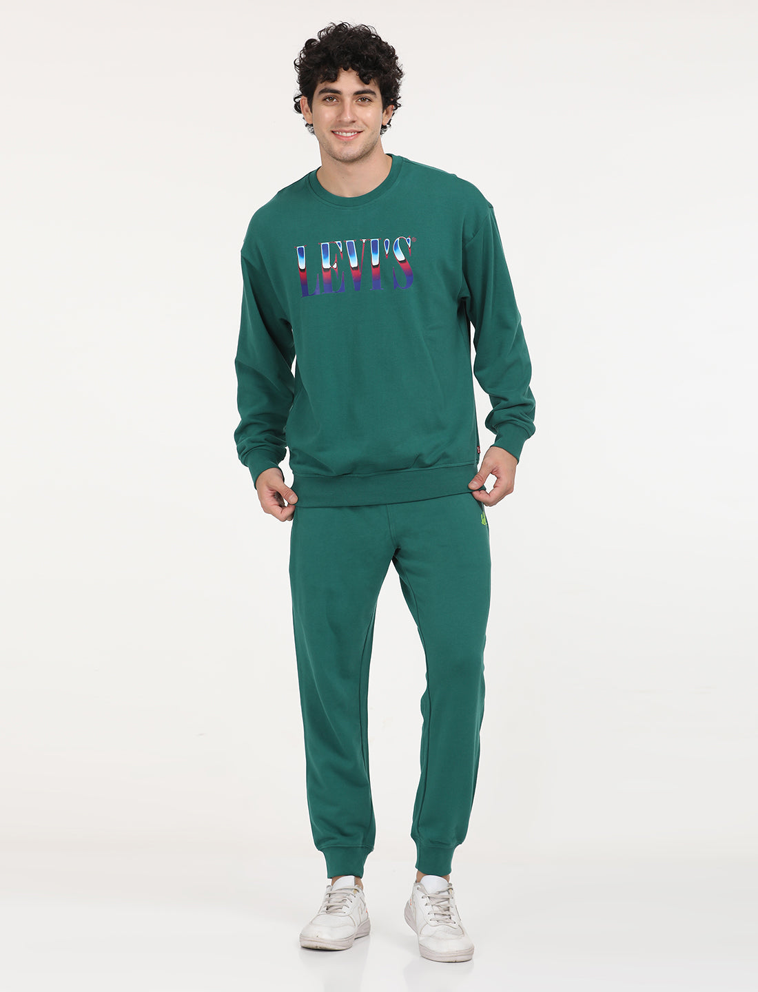 Men's Solid Green Crew Neck Sweatshirt - 6 View