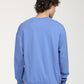 Men's Solid Blue Crew Neck Sweatshirt - Back View