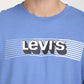 Men's Solid Blue Crew Neck Sweatshirt - Detail View