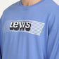 Men's Solid Blue Crew Neck Sweatshirt - Detail View