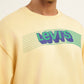 Men's Solid Yellow Crew Neck Sweatshirt - Detail View