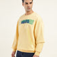 Men's Solid Yellow Crew Neck Sweatshirt - Side View