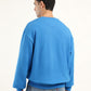 Men's Solid Dark Blue Crew Neck Sweatshirt - Back View