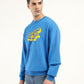 Men's Solid Dark Blue Crew Neck Sweatshirt - Side View