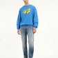 Men's Solid Dark Blue Crew Neck Sweatshirt - ModelFront View