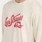 Men's Solid Beige Crew Neck Sweatshirt - Deatil View