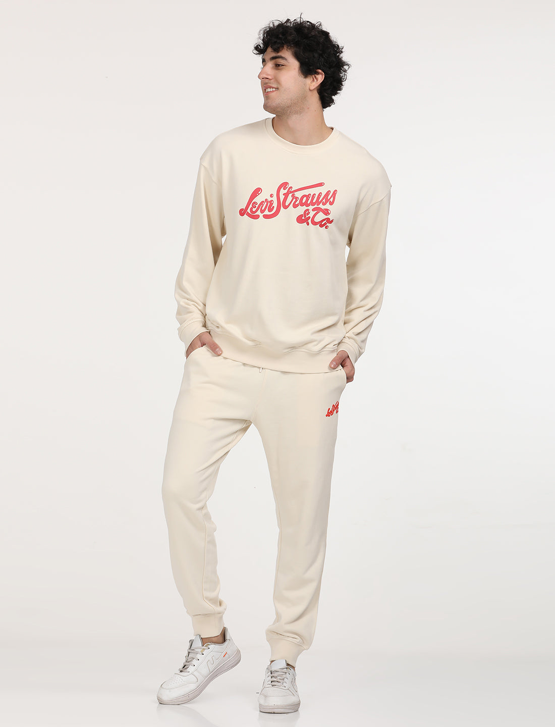 Men's Solid Beige Crew Neck Sweatshirt - 6 View