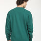 Men's Solid Green Crew Neck Sweatshirt - Back View