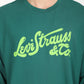 Men's Solid Green Crew Neck Sweatshirt - Detail View