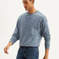 Men's Typographic Blue Crew Neck Sweatshirt - f682b096-7637-4fdd-aa6f-adb932790745 View