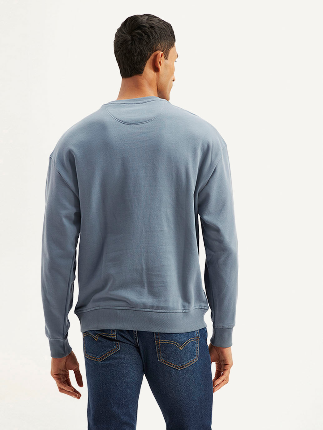 Men's Typographic Blue Crew Neck Sweatshirt - f528bd4e-5b40-42b4-9d98-475801e0aa99 View