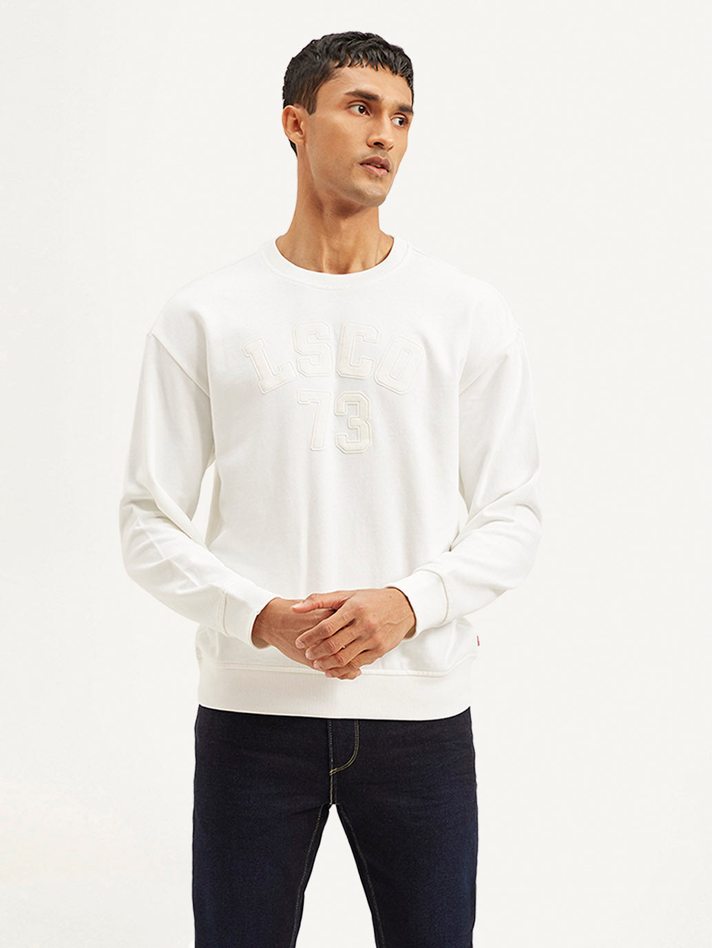 Men's Typography White Crew Neck Sweatshirt - 6a01bb92-569e-4200-aa00-03f80aa3086c View