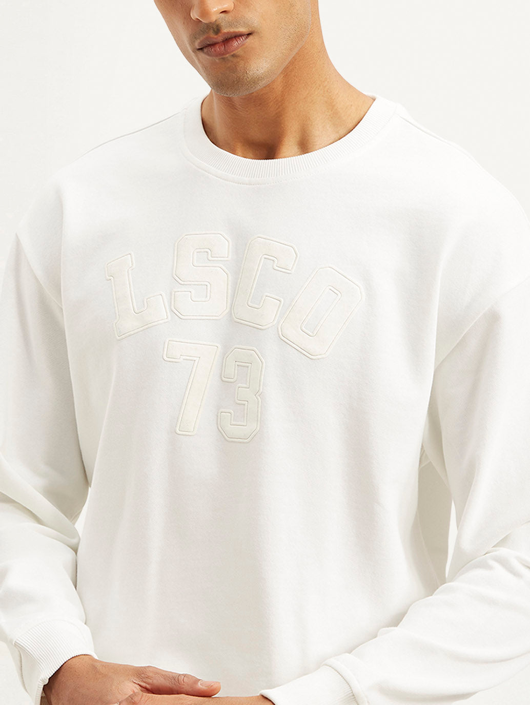 Men's Typography White Crew Neck Sweatshirt - 1cfe8076-a635-4a17-a2db-b66ec8e2b431 View