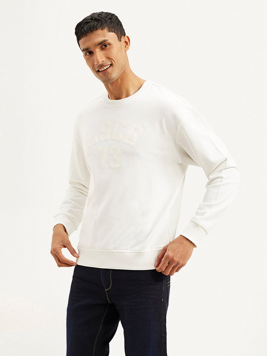 Men's Typography White Crew Neck Sweatshirt - c01f1d1f-5693-4702-924c-3b5ad41afcb9 View