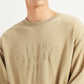 Men's Typographic Beige Crew Neck Sweatshirt - Detail View