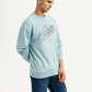 Men's Brand Logo Light Blue Crew Neck Sweatshirt - Side View
