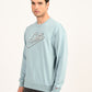 Men's Brand Logo Light Blue Crew Neck Sweatshirt - side View