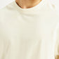 Men's Solid Off White Crew Neck Sweatshirt - Detail View
