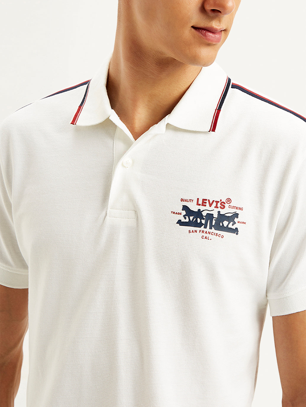 Men's Solid Slim Fit Polo T-shirt - Detail View