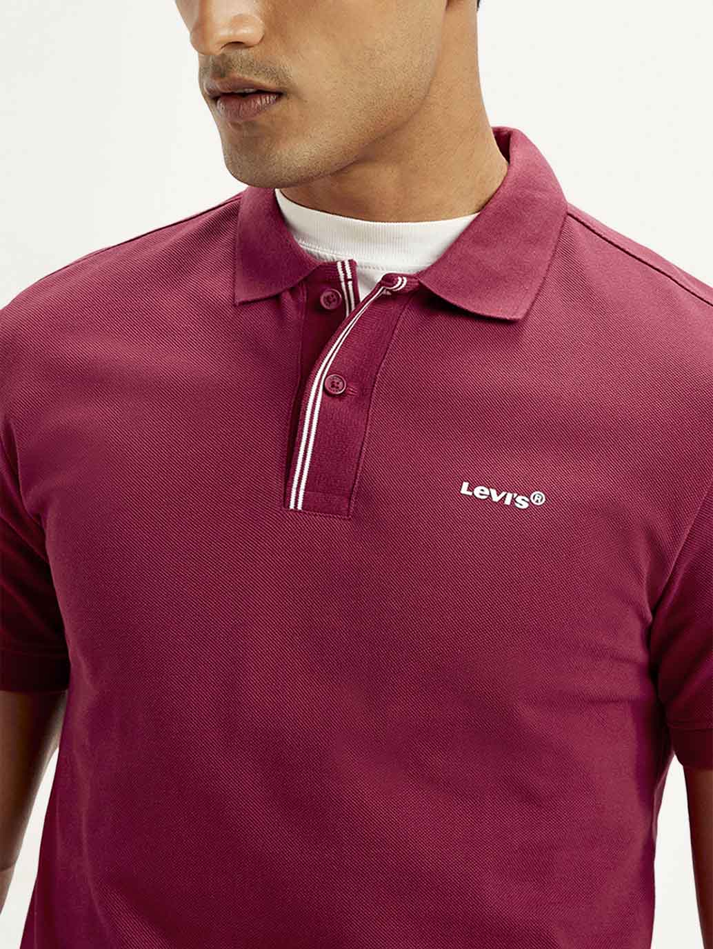 Men's Solid Slim Fit Polo T-shirt - Detail View