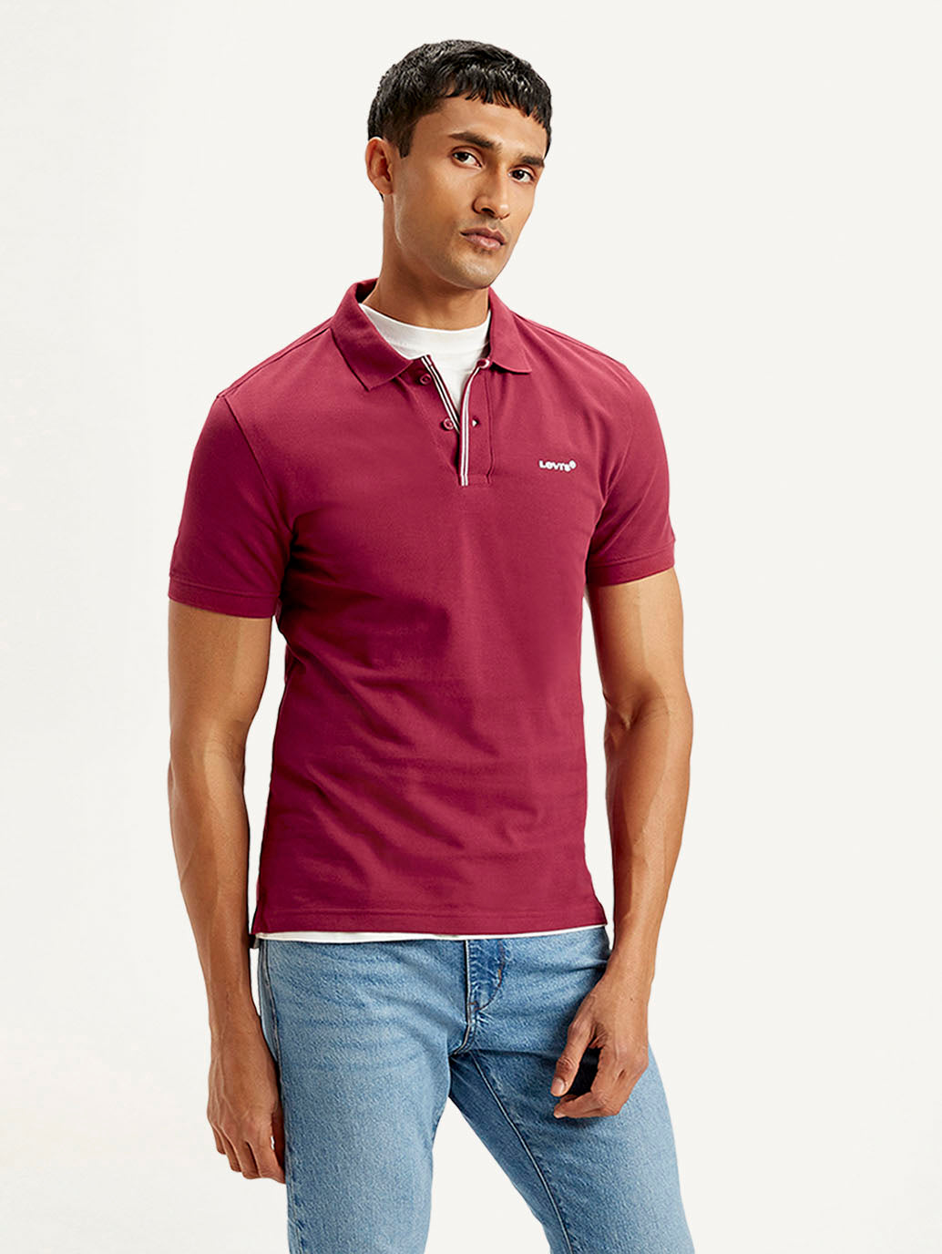 Men's Solid Slim Fit Polo T-shirt - Side View