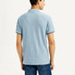 Men's Solid Light Blue Slim Fit Polo T-shirt - Back View
