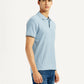 Men's Solid Light Blue Slim Fit Polo T-shirt - Side View