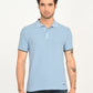 Men's Solid Light Blue Slim Fit Polo T-shirt - frount View