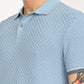 Men's Solid Light Blue Slim Fit Polo T-shirt - deatil View