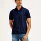 Men's Typographic Print Slim Fit Polo T-Shirt - Front View