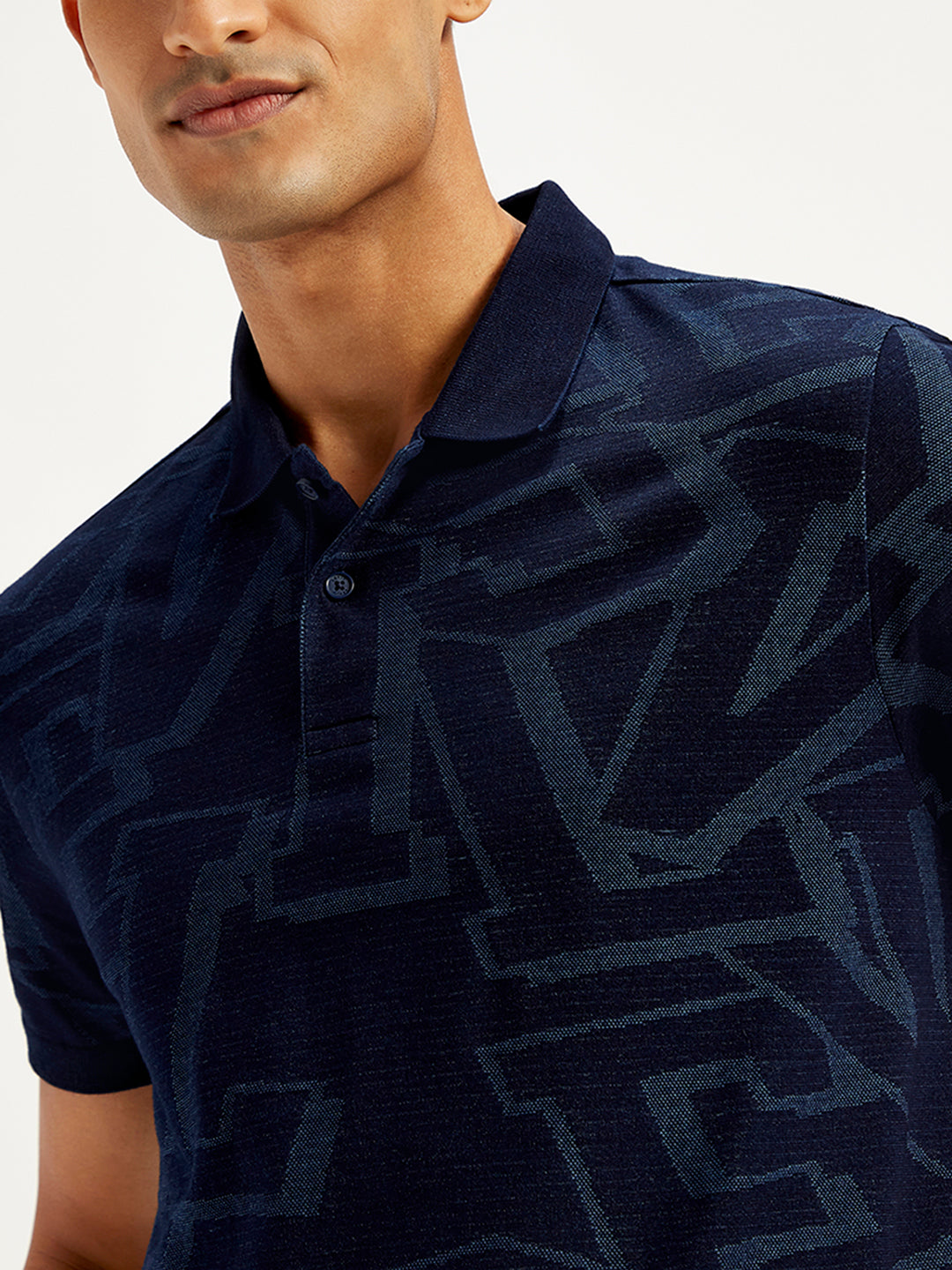 Men's Typographic Print Slim Fit Polo T-Shirt - 2aed5aa8-d87b-45a2-b59d-2fd13a5b571b View