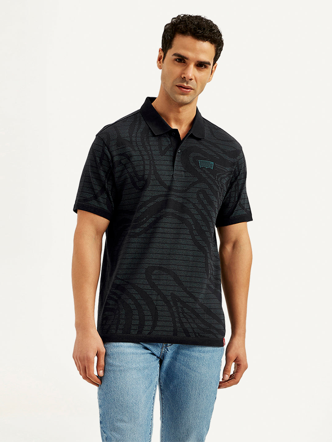 Men's Abstract Print Slim Fit Polo T-Shirt - 20 View