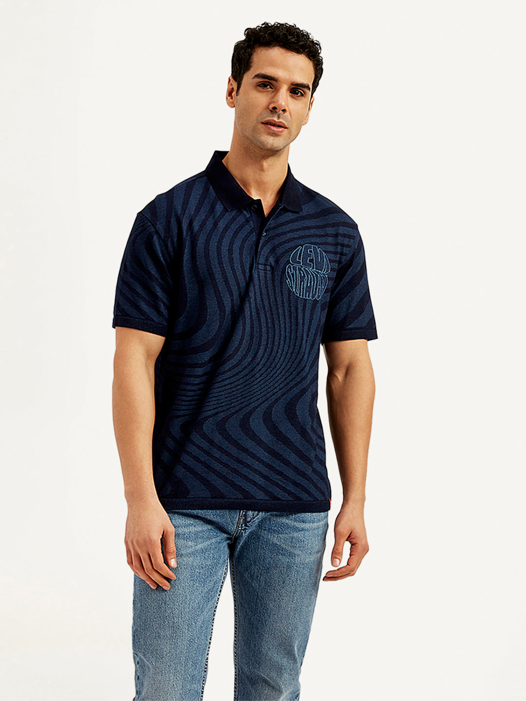 Men's Abstract Print Slim Fit Polo T-Shirt - 20 View