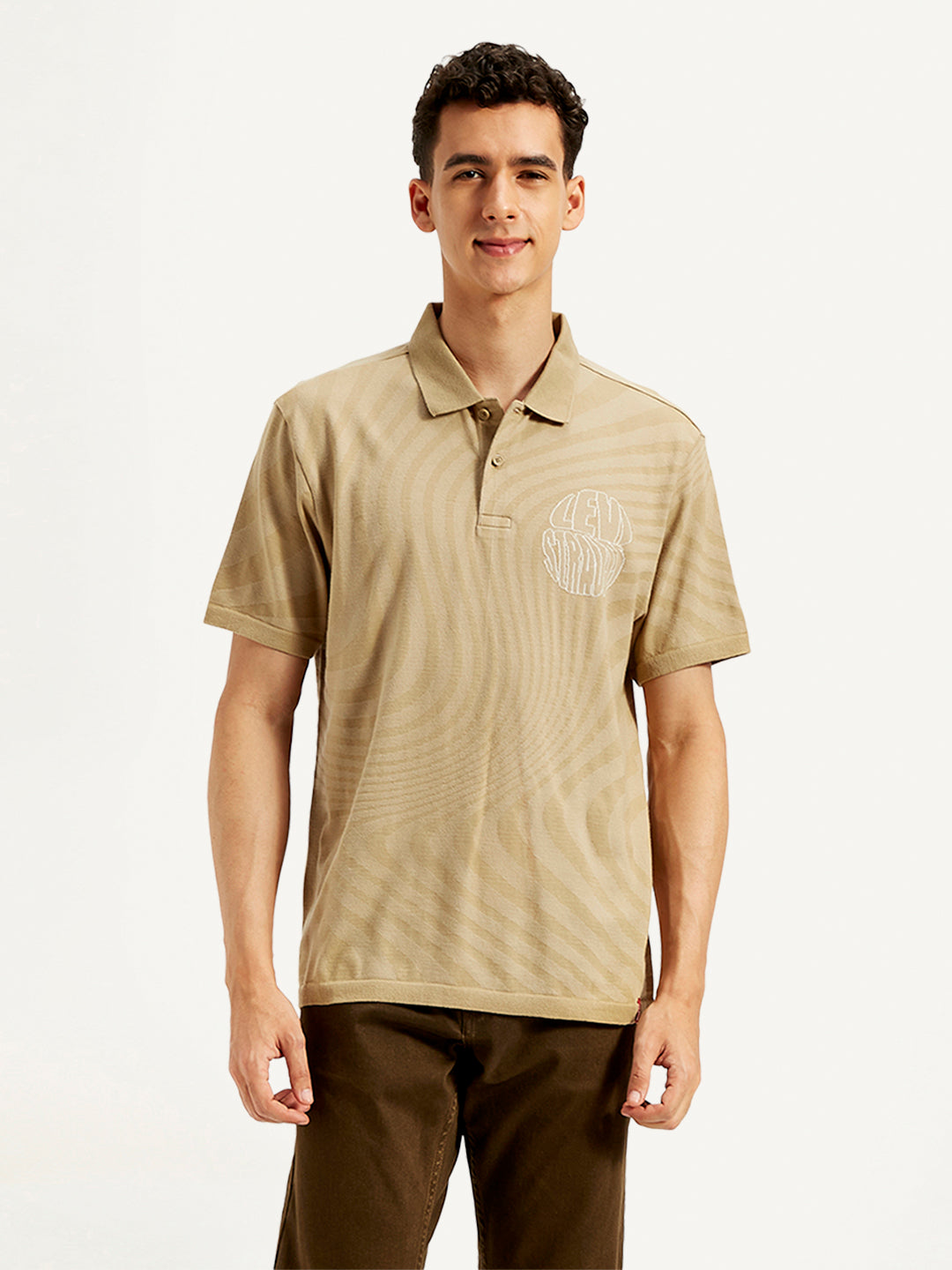 Men's Abstract Print Slim Fit Polo T-Shirt - 20 View