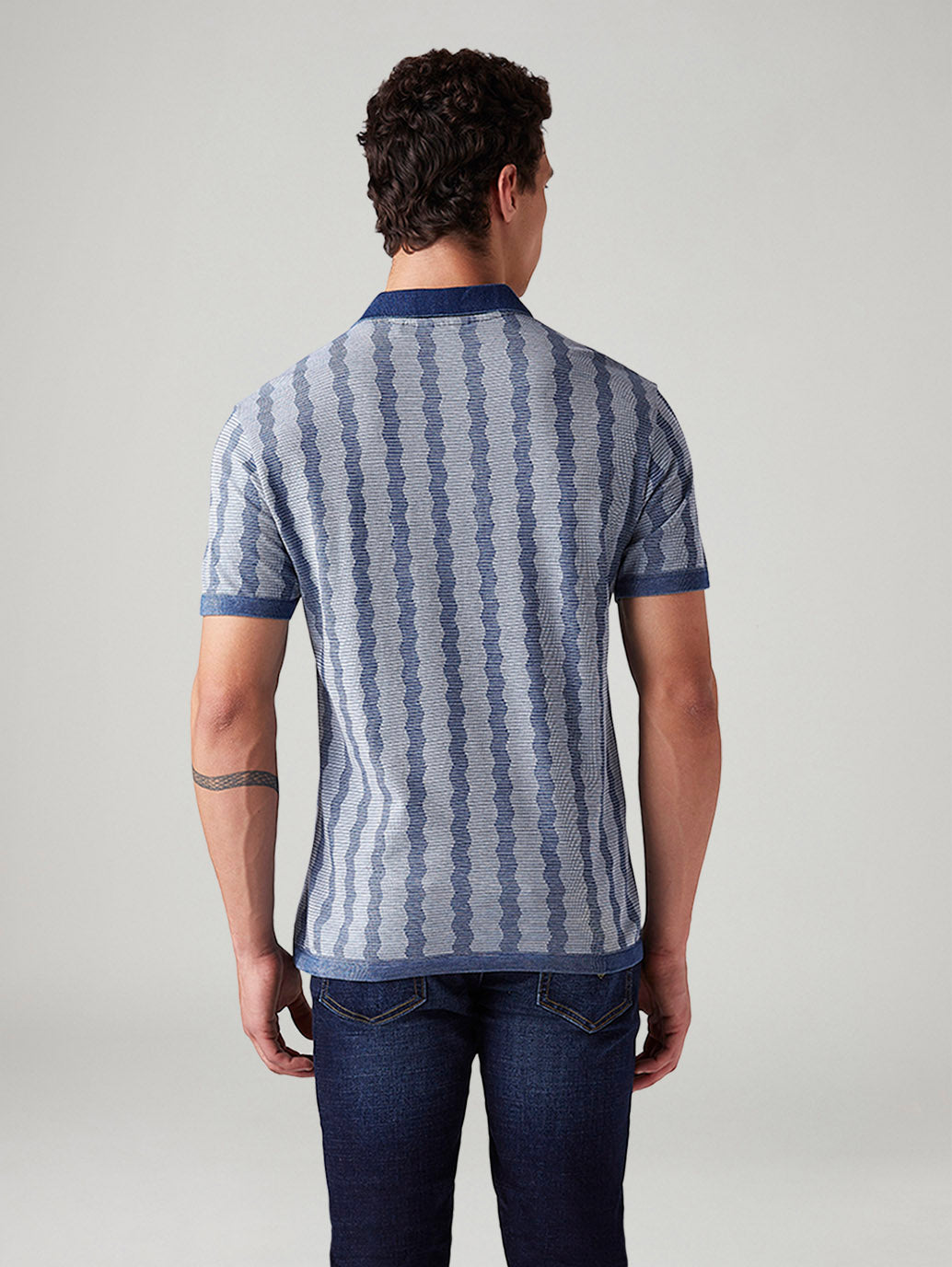 Men's Abstract Slim Fit Polo T-Shirt - Back View
