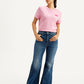 Women's Blue Ribcage Bell Bottom Wide Leg Fit High Rise Jeans - Front View