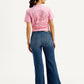 Women's Blue Ribcage Bell Bottom Wide Leg Fit High Rise Jeans - Back View