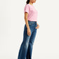 Women's Blue Ribcage Bell Bottom Wide Leg Fit High Rise Jeans - Side View