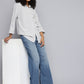 Women's Blue Ribcage Bell Bottom Wide Leg Fit High Rise Jeans - 4 View