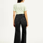 Women's Black Ribcage Bell Bottom Wide Leg Fit High Rise Jeans - Back View