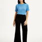 Women's Black Ribcage Bell Bottom Wide Leg Fit High Rise Jeans - Front View