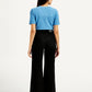 Women's Black Ribcage Bell Bottom Wide Leg Fit High Rise Jeans - Back View