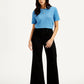 Women's Black Ribcage Bell Bottom Wide Leg Fit High Rise Jeans - Styleshot View