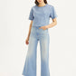 Women's Blue Ribcage Bell Bottom Wide Leg Fit High Rise Jeans - 54f9ce1a-2812-490a-8e66-833accf84965 View