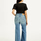 Women's Blue Ribcage Bell Bottom Wide Leg Fit High Rise Jeans - Back View