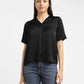 Women's Solid Black V Neck Top - 128a052e-7d04-4afe-a59d-b35ab58f5696 View