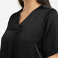 Women's Solid Black V Neck Top - b7acc83b-4ed3-4f09-bd96-ae4c878a8322 View