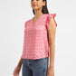 Women's Geometric Pink V Neck Top - 3a0b5de4-e830-423a-813e-9fd5344f01c2 View