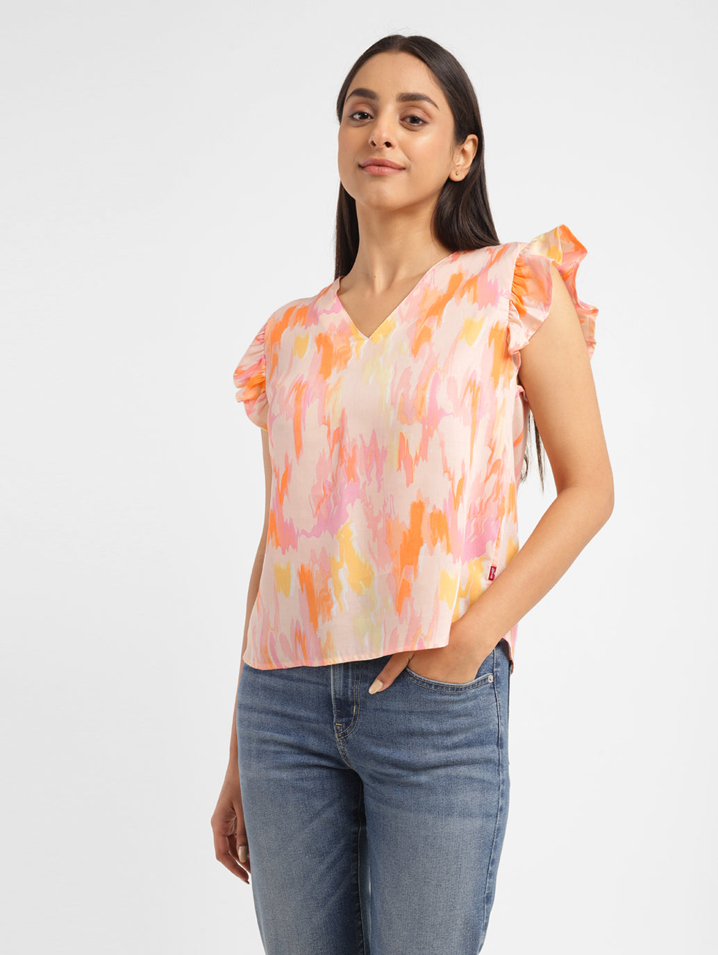 Women's Abstract V Neck Top - decc1b91-6bcd-4786-8eb7-e86d799cc99a View